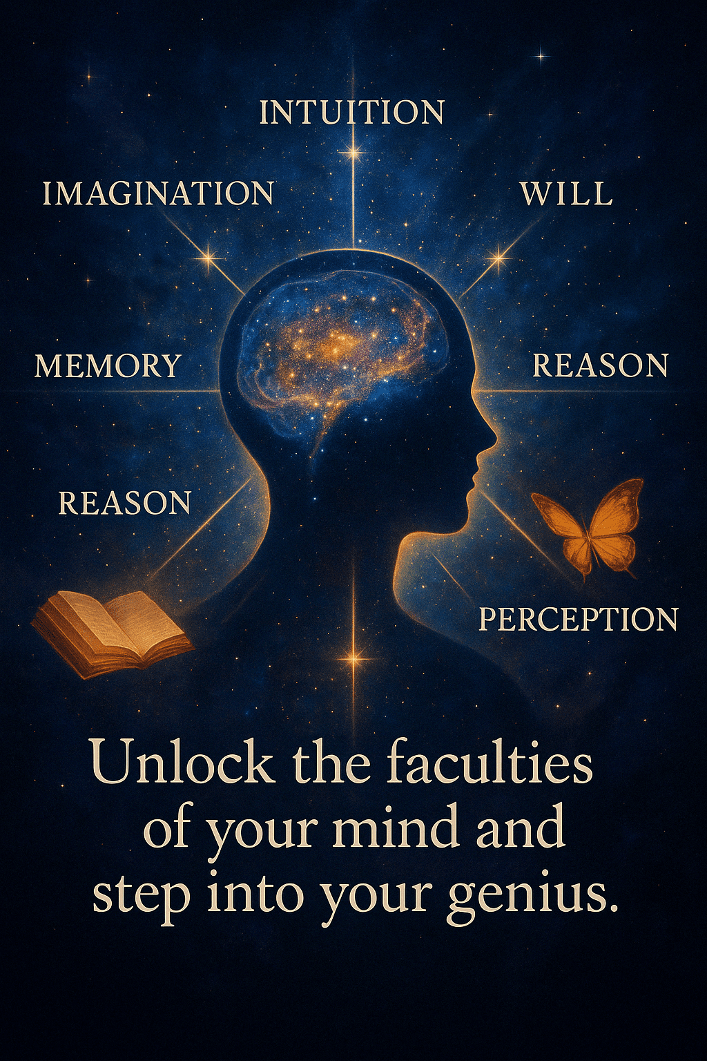 A silhouette of a person at an open door, signifying the liberation of thoughts and the embrace of one's inner genius.